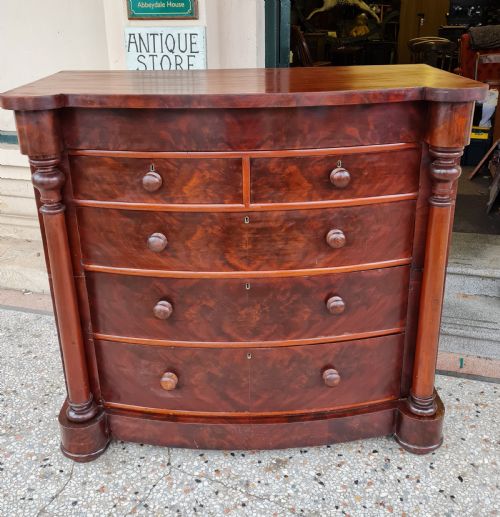Large Antique  Mahogany Bow Fronted Chest of Drawers