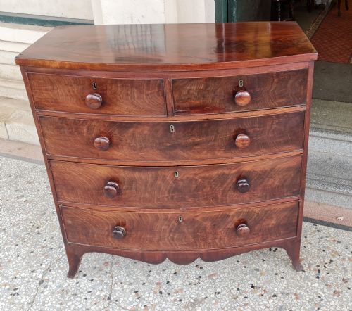 Antique Bow Front Chest of Drawers