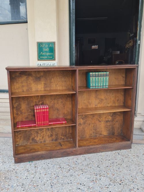 Antique  Large Oak Open Bookcase