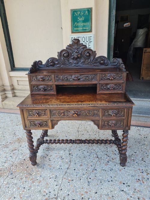 Antique Carved Oak Desk