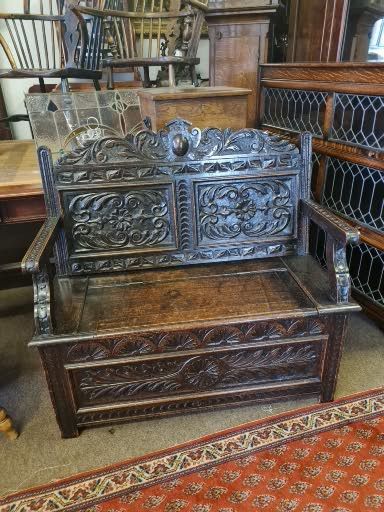 Victorian Oak Hall Bench