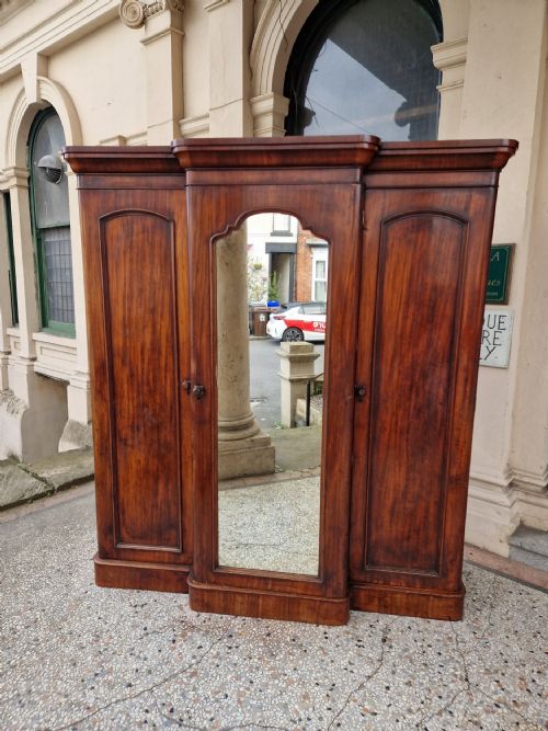 Antique Mahogany Triple Wardrobe