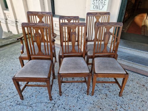 A Good Set of Six Art Nouveau Walnut Chairs