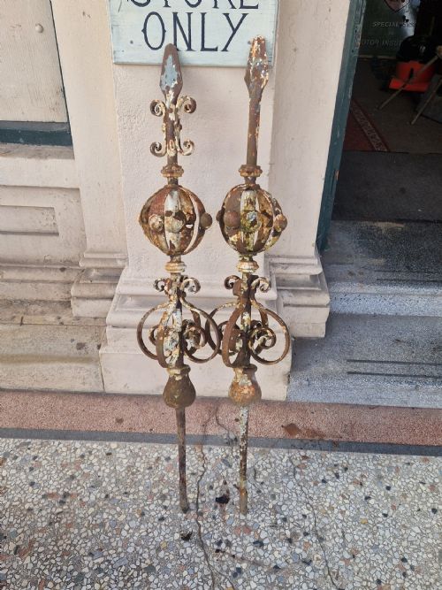 A Pair of Victorian Wrought Iron Finials