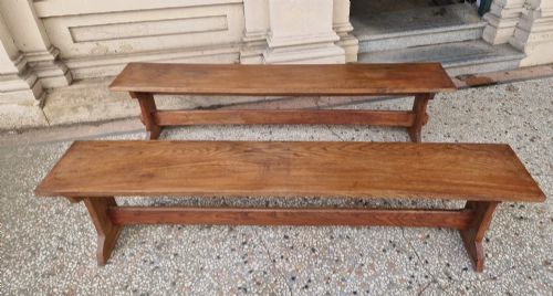 PAIR OF SOLID OAK BENCHES - ADDITIONAL PHOTO 1
