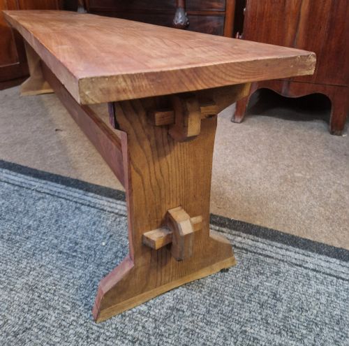 PAIR OF SOLID OAK BENCHES - ADDITIONAL PHOTO 3