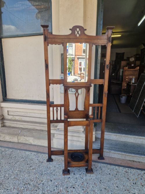 ART NOUVEAU OAK HALL STAND - ADDITIONAL PHOTO 3
