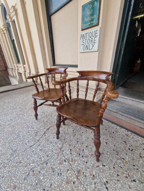 PAIR OF ASH AND ELM CAPTAINS CHAIRS