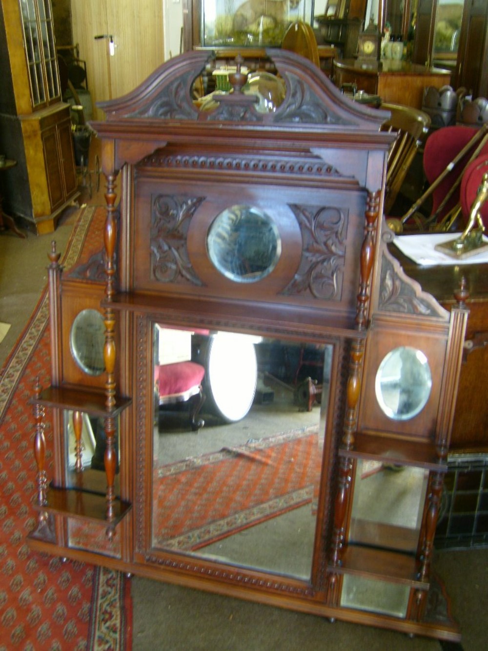 EDWARDIAN WALNUT OVER MANTLE