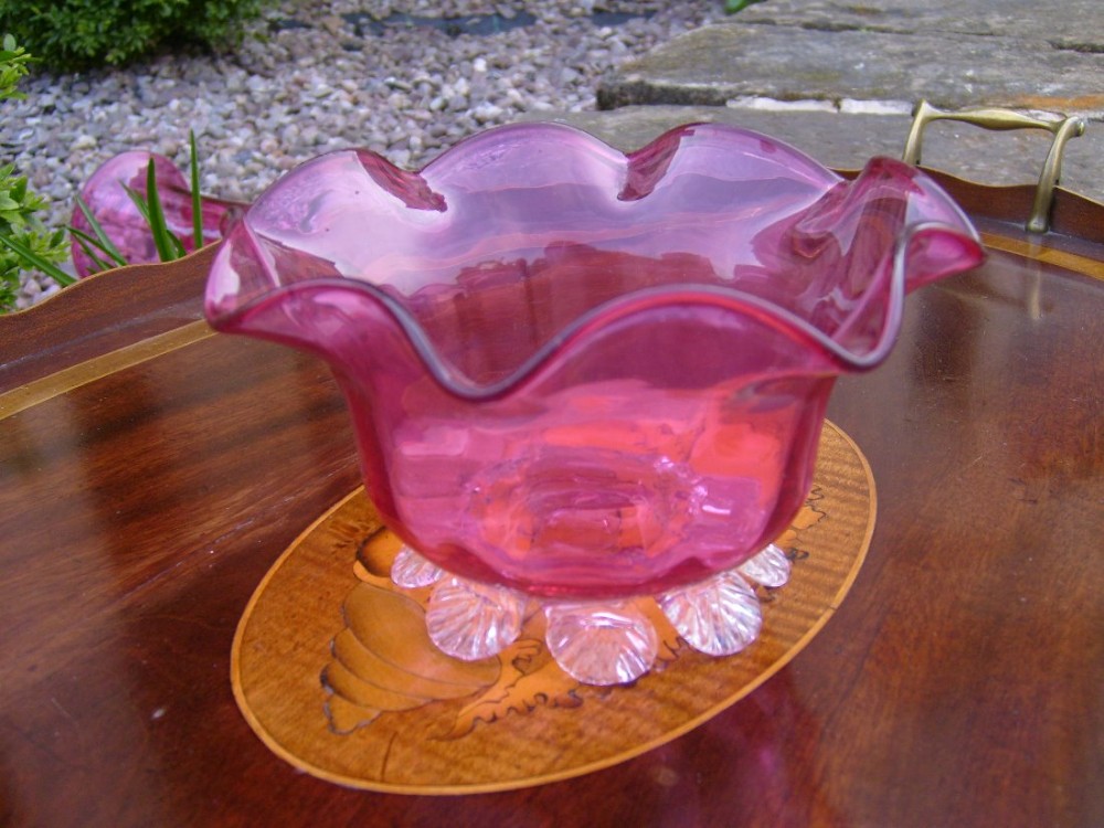 VICTORIAN RED GLASS SUGAR BOWL