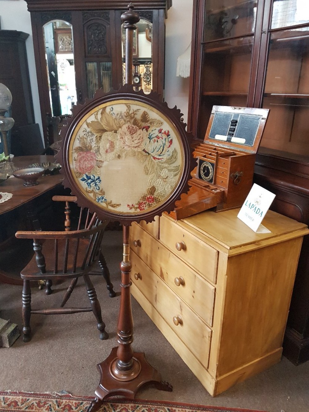 Victorian  mahogany pole screen