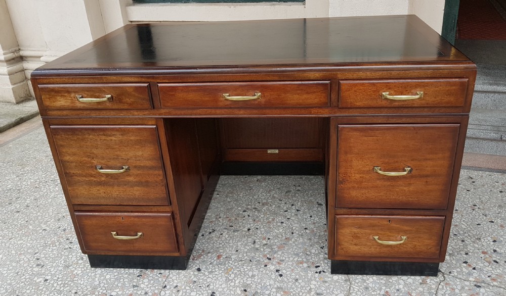 ART DECO MAHOGANY PEDESTAL DESK 