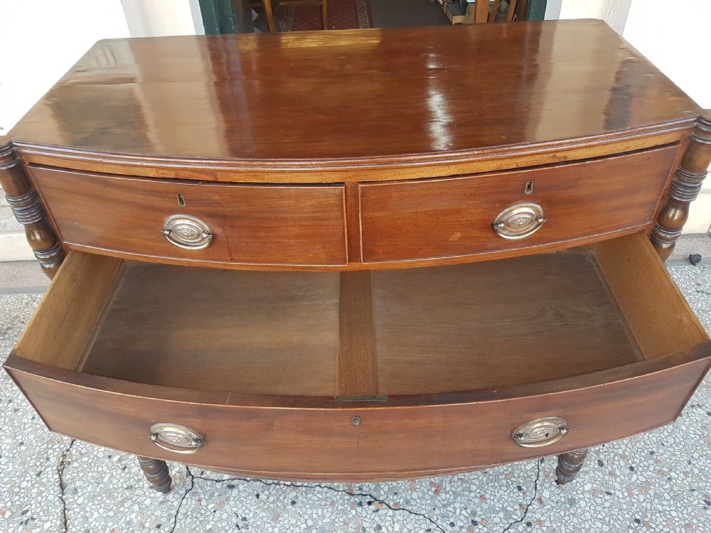 ANTIQUE MAHOGANY BOW FRONTED  CHEST OF DRAWERS  View III