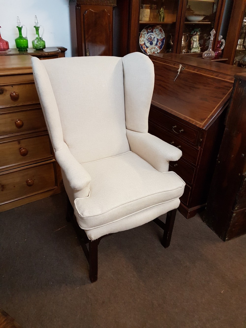 ANTIQUE WING BACK CHAIR 