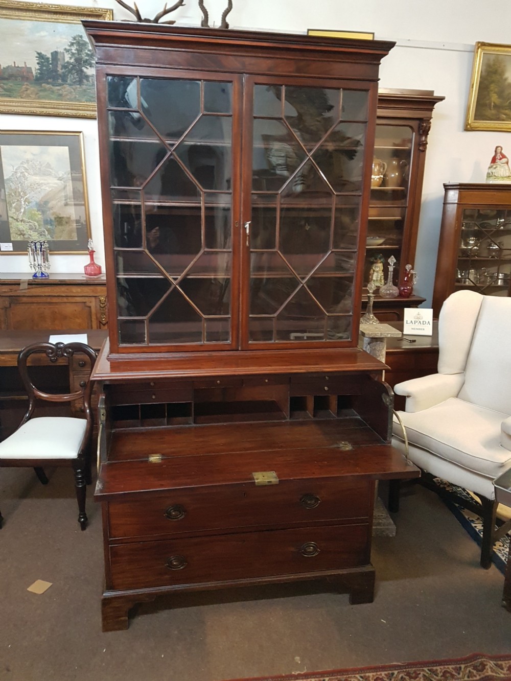 ANTIQUE SECRETAIRE BOOK CASE  View II