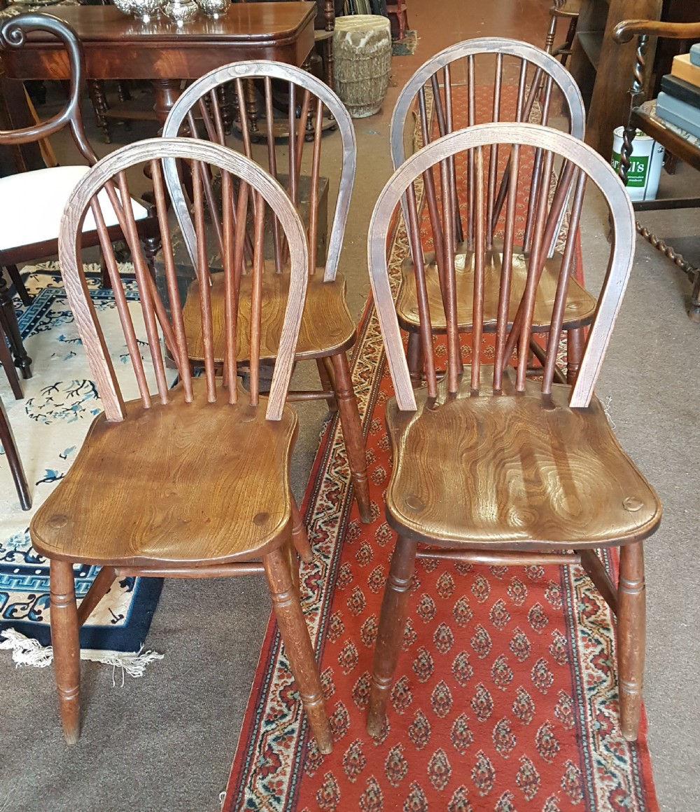 ANTIQUE SET OF FOUR KITCHEN /DINING CHAIRS 