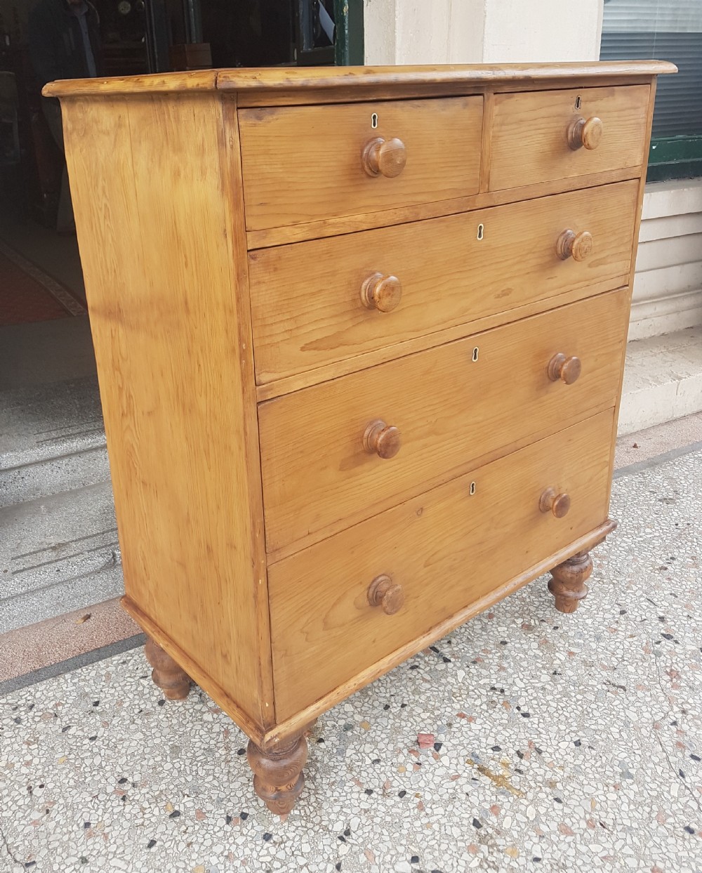 ANTIQUE PINE CHEST OF DRAWERS  View IV