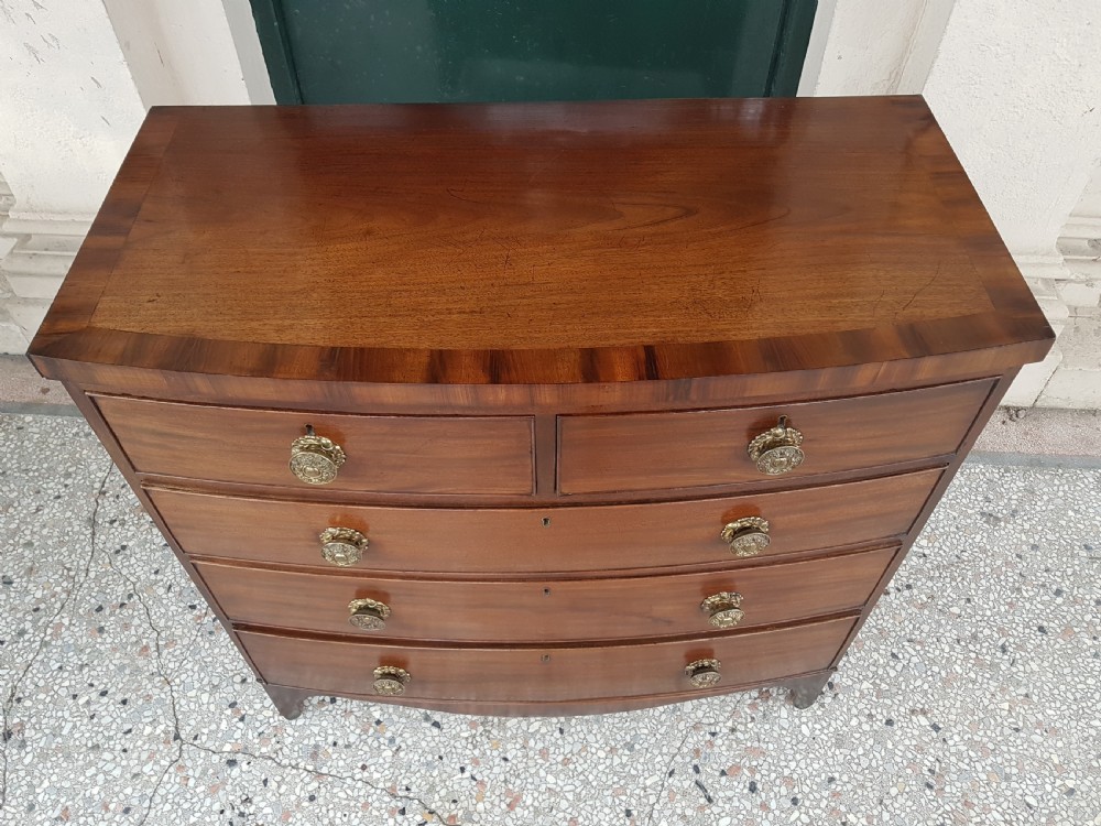 ANTIQUE BOW FRONTED CHEST OF DRAWERS  View II