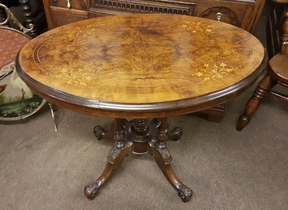  OVAL BURR WALNUT TABLE  