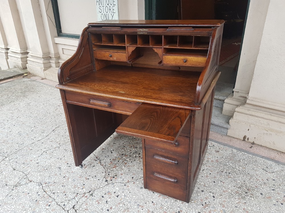 ANTIQUE  OAK ROLL TOP DESK  View VIII