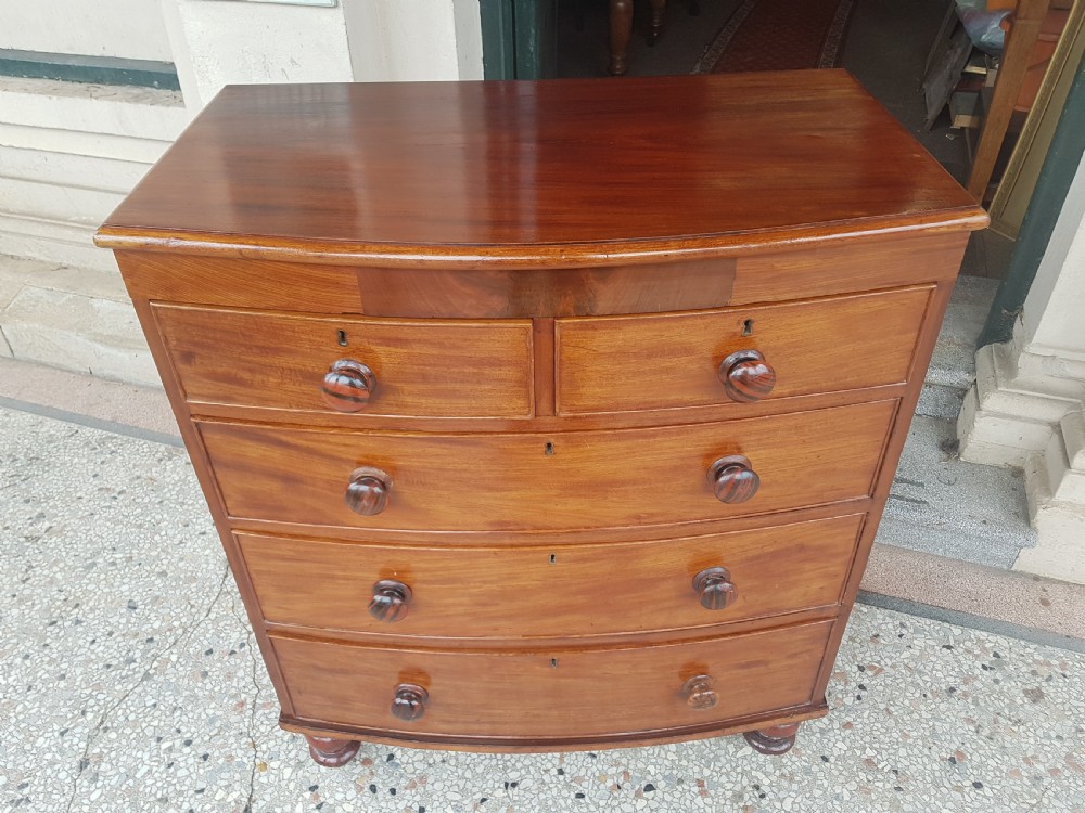 ANTIQUE BOW FRONT CHEST OF DRAWERS  View III