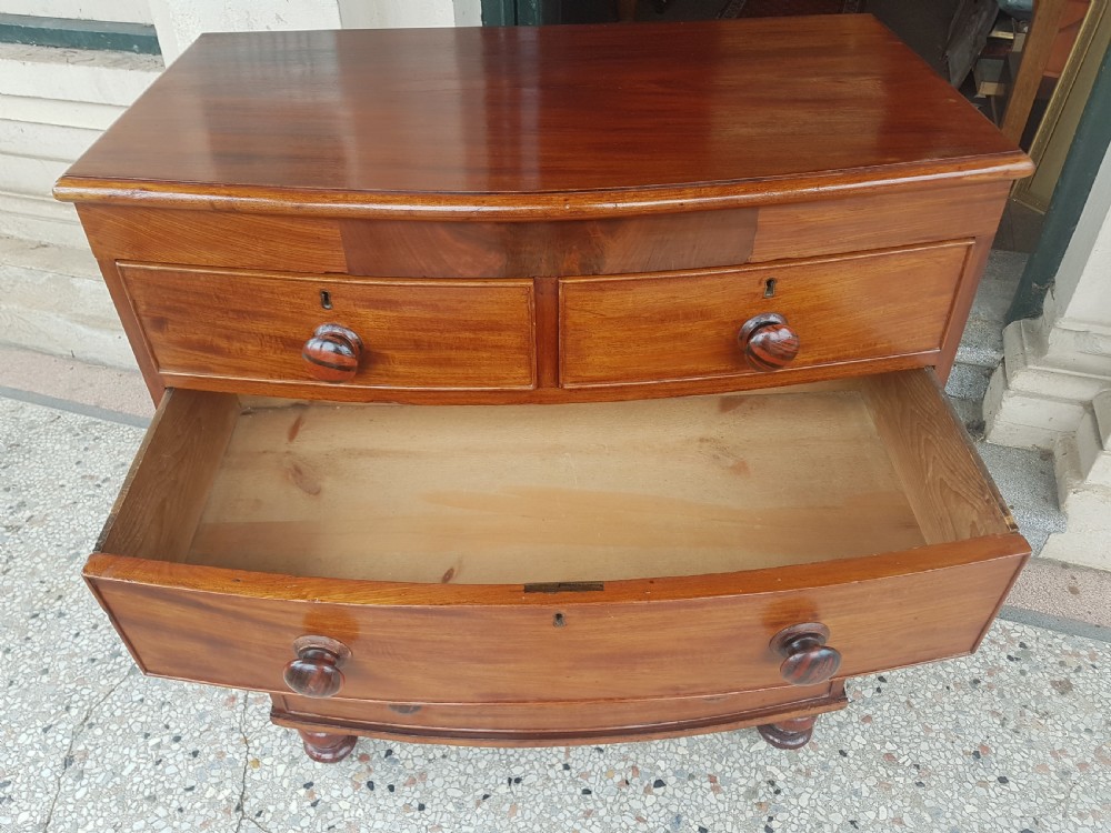 ANTIQUE BOW FRONT CHEST OF DRAWERS  View V