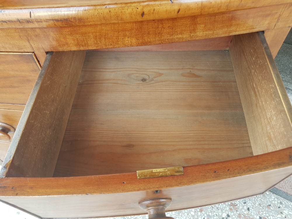 VICTORIAN MAHOGANY BOW FRONTED CHEST OF DRAWERS  View V