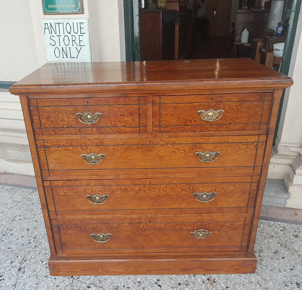  ANTIQUE PITCH PINE  CHEST OF DRAWERS  View II