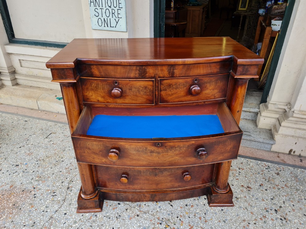 ANTIQUE MAHOGANY BOW FRONTED  CHEST OF DRAWERS  View VI