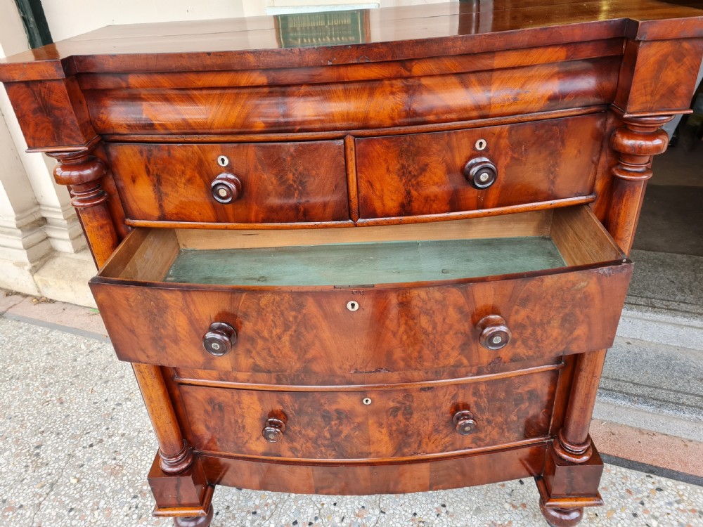  ANTIQUE BOW FRONTED  CHEST OF DRAWERS  View VI
