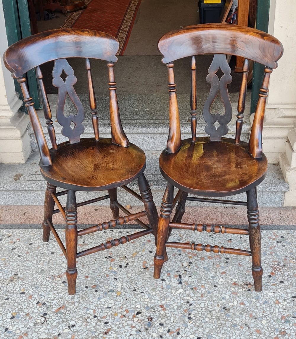  PAIR OF VICTORIAN WELSH  KITCHEN CHAIRS 