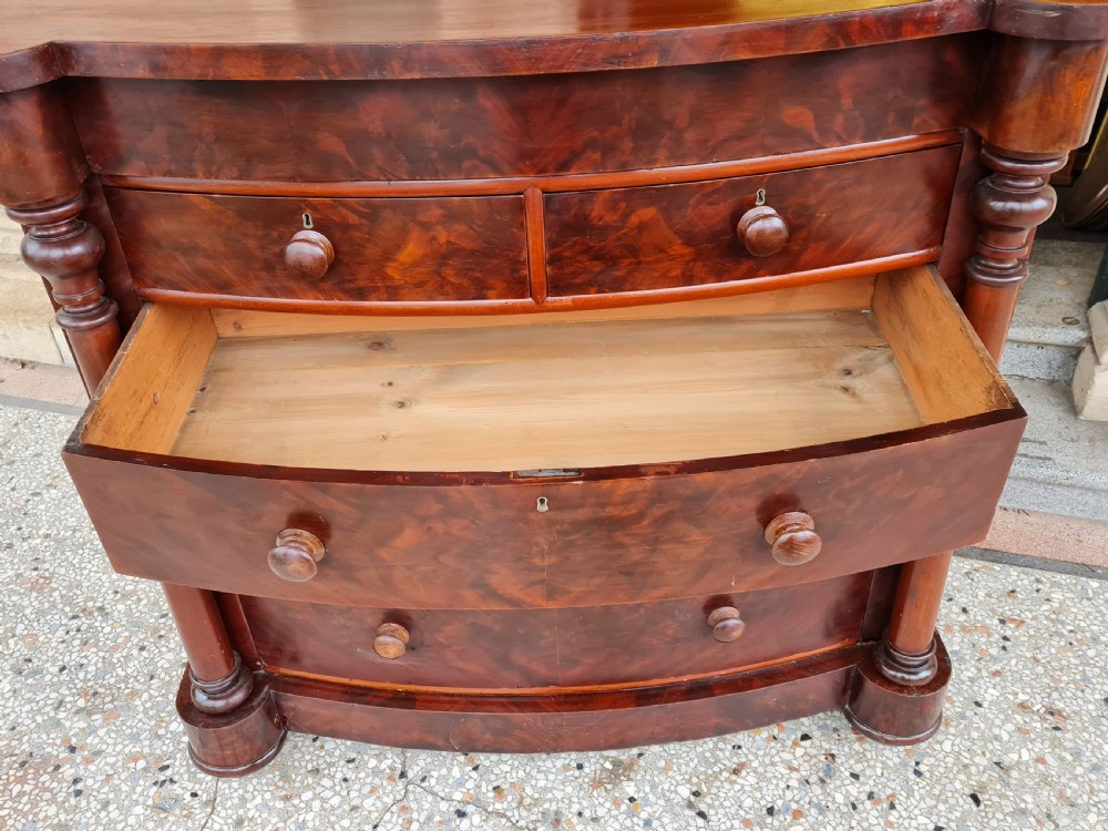LARGE ANTIQUE  MAHOGANY BOW FRONTED CHEST OF DRAWERS  View VIII