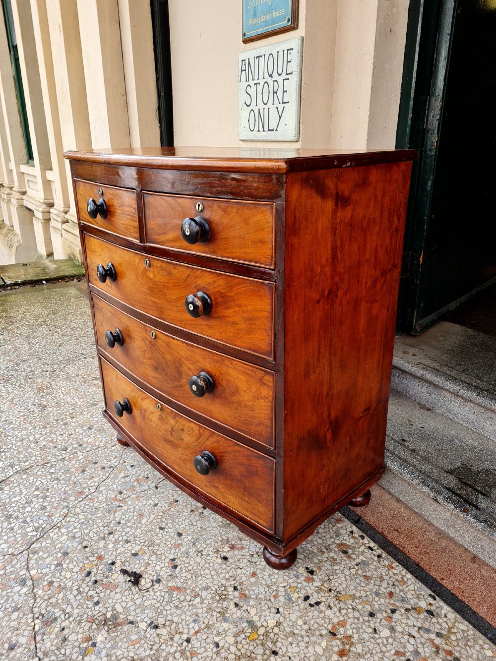 ANTIQUE BOW FRONTED CHEST OF DRAWERS  View III