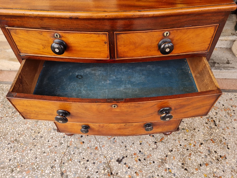 ANTIQUE BOW FRONTED CHEST OF DRAWERS  View VII