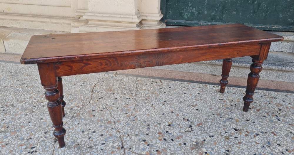 ANTIQUE PITCH PINE BENCH  View III