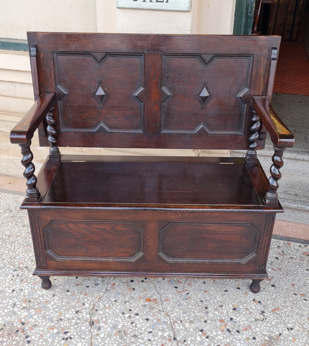 ANTIQUE OAK MONKS BENCH 