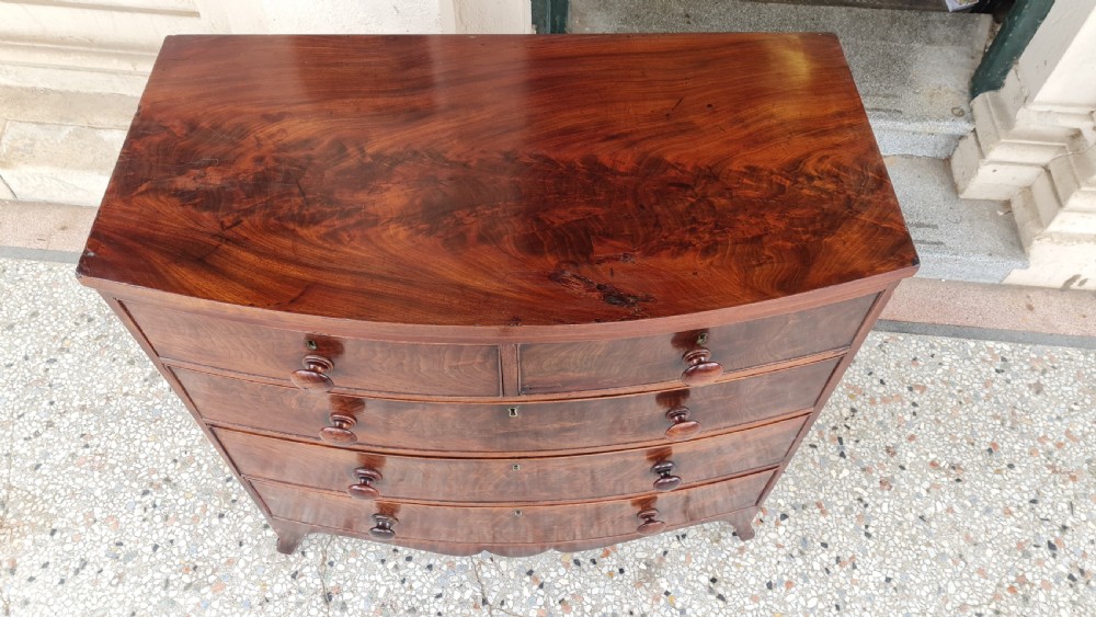 ANTIQUE BOW FRONT CHEST OF DRAWERS  View IV