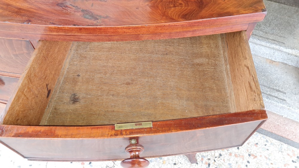 ANTIQUE BOW FRONT CHEST OF DRAWERS  View V