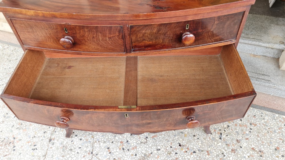 ANTIQUE BOW FRONT CHEST OF DRAWERS  View VII