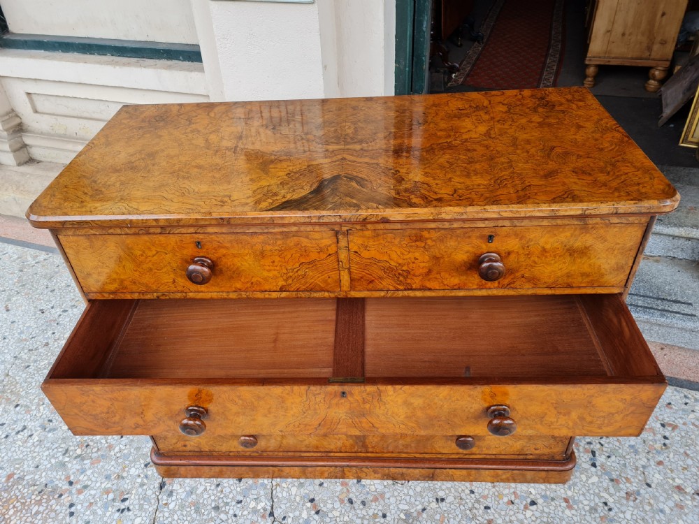 ANTIQUE BURR WALNUT CHEST OF DRAWERS View IV