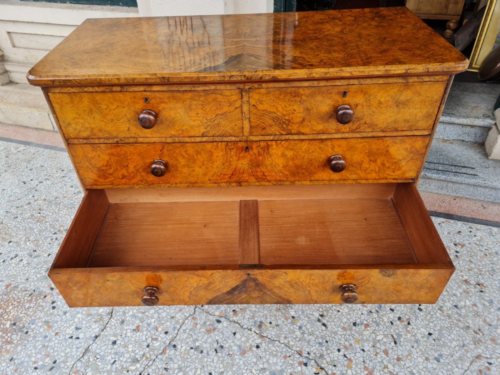 ANTIQUE BURR WALNUT CHEST OF DRAWERS View V