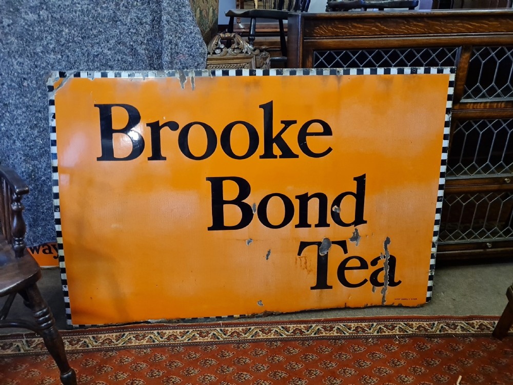 ANTIQUE ENAMEL BROOKE BOND TEA SIGN  View II