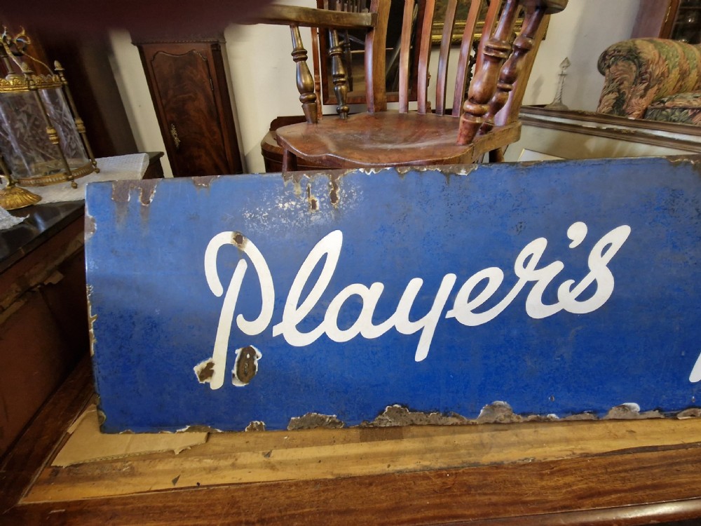 ANTIQUE ENAMEL PLAYERS CIGARETTE ADVERTISING  SIGN  View III