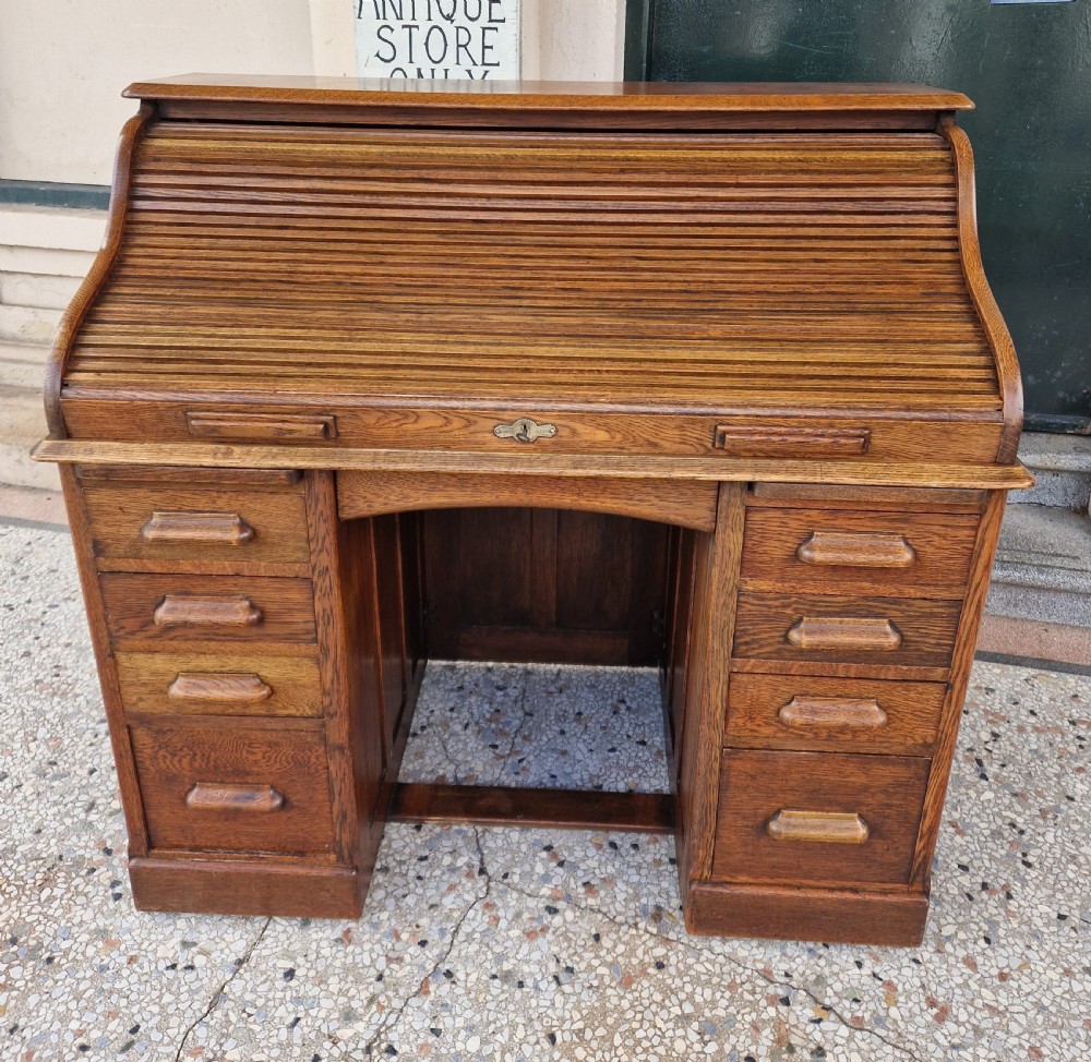 ANTIQUE OAK ROLL TOP DESK 