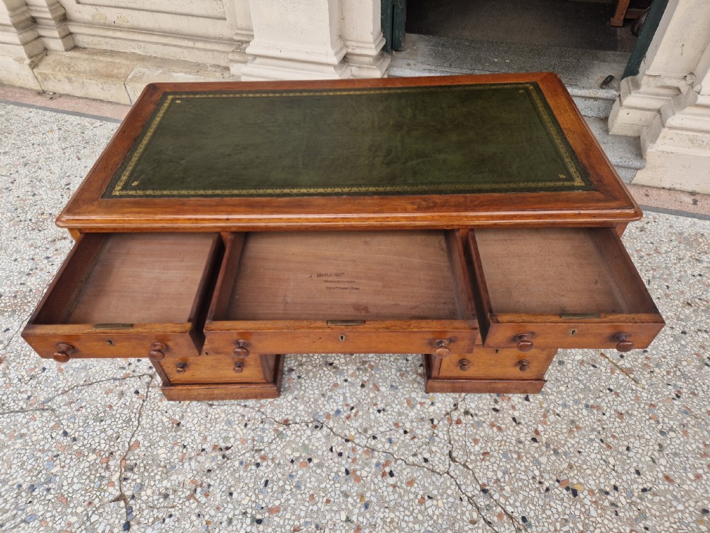 ANTIQUE OAK MAPLE AND CO PEDESTAL DESK . View VI