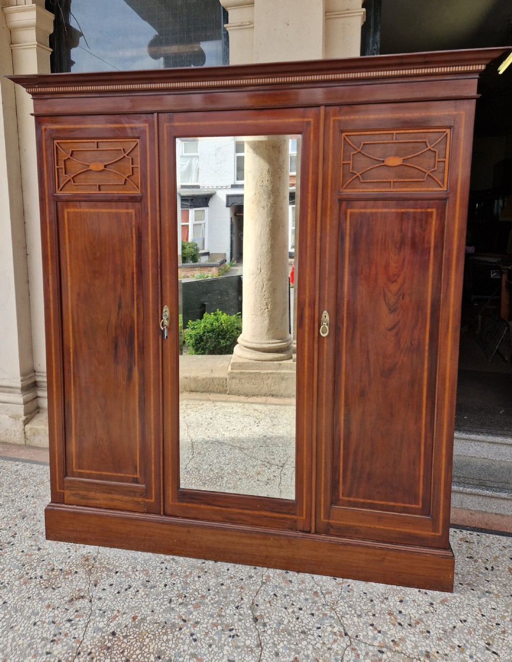 EDWARDIAN INLAID  TRIPLE WARDROBE 