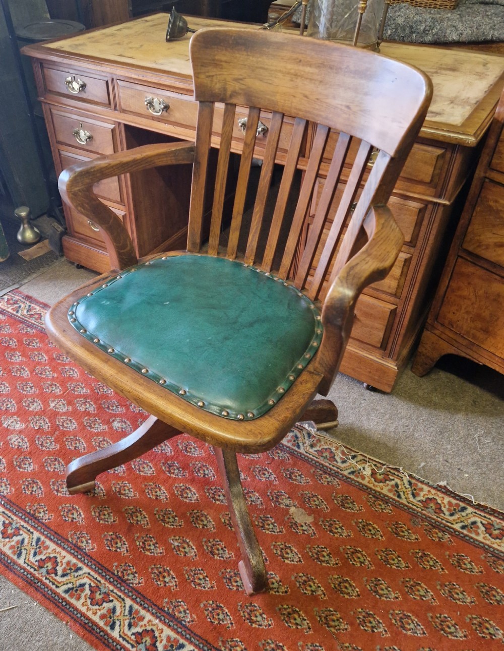 ANTIQUE OAK SWIVEL DESK CHAIR 