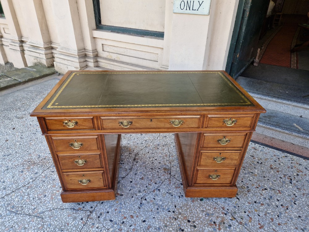 ANTIQUE WALNUT PEDESTAL DESK View II