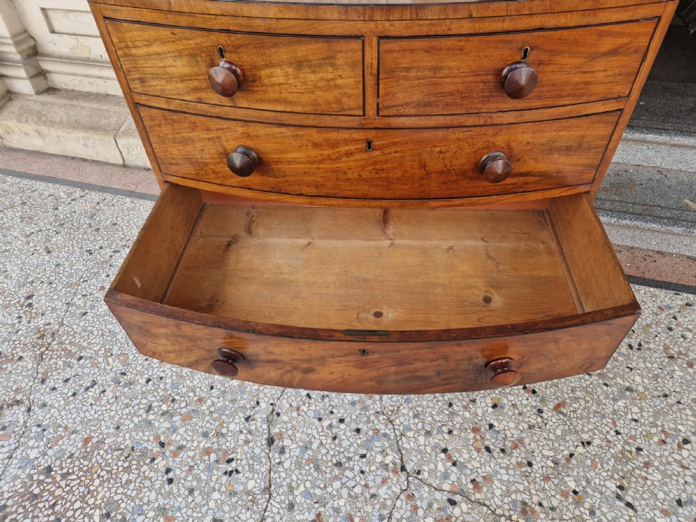  ANTIQUE BOW FRONTED CHEST OF DRAWERS View X