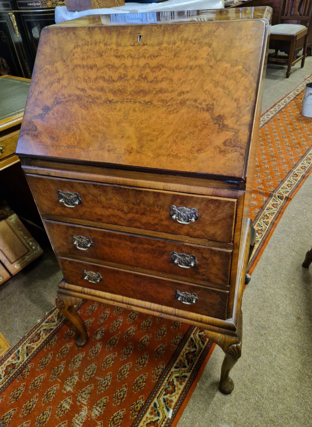 BURR WALNUT WRITING  BUREAU  View II